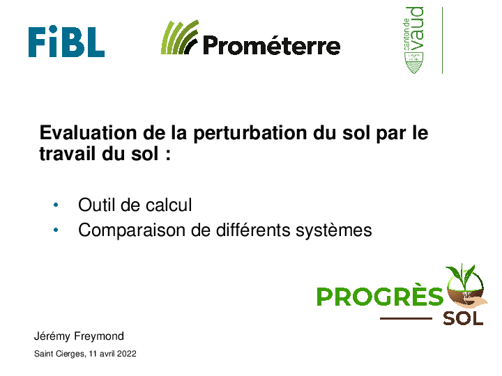 Cover Evaluation de la perturbation du sol par le travail de sol