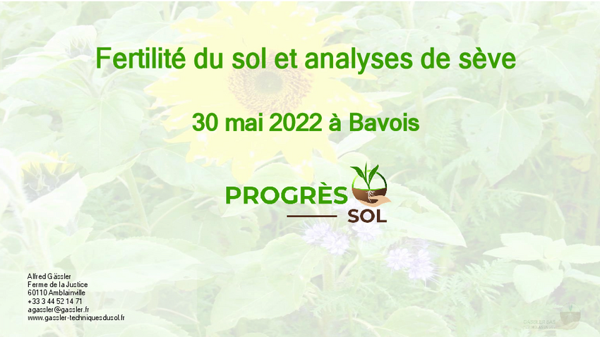 Cover Fertilité du sol et analyses de sève